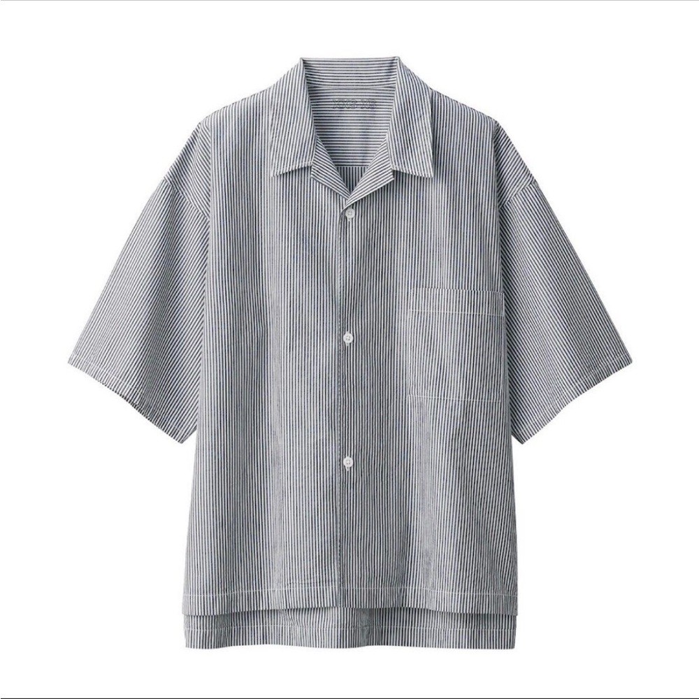 MUJI Labo Unisex Cotton Seersucker Short Sleeve Shirt XXS-XS Oversid